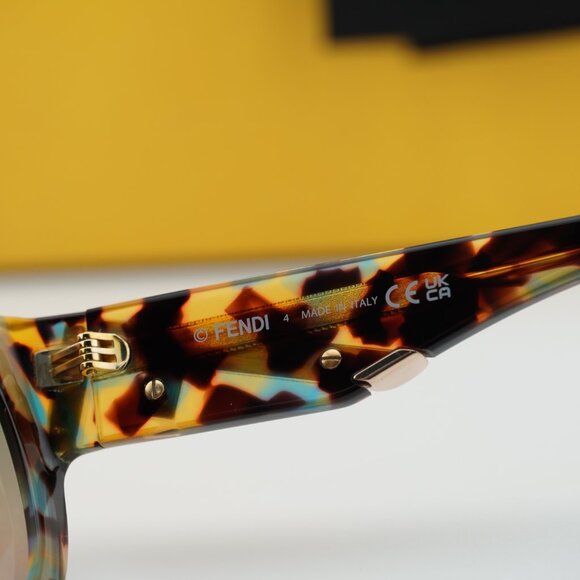 Fendi FE40150I 56P Shield Sunglasses - Shiny Havana/Green Gradient main image 4